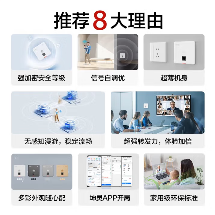 華為坤靈AP162E-3000M Wi-Fi6千兆雙頻企業級AP面板(典雅白)